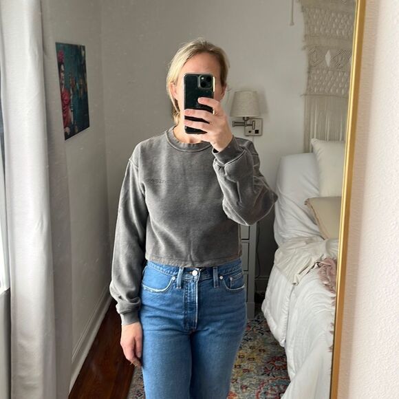 BDG Bubble Hem Sweat Top‎ Dark Gray Size XS - Picture 2 of 9